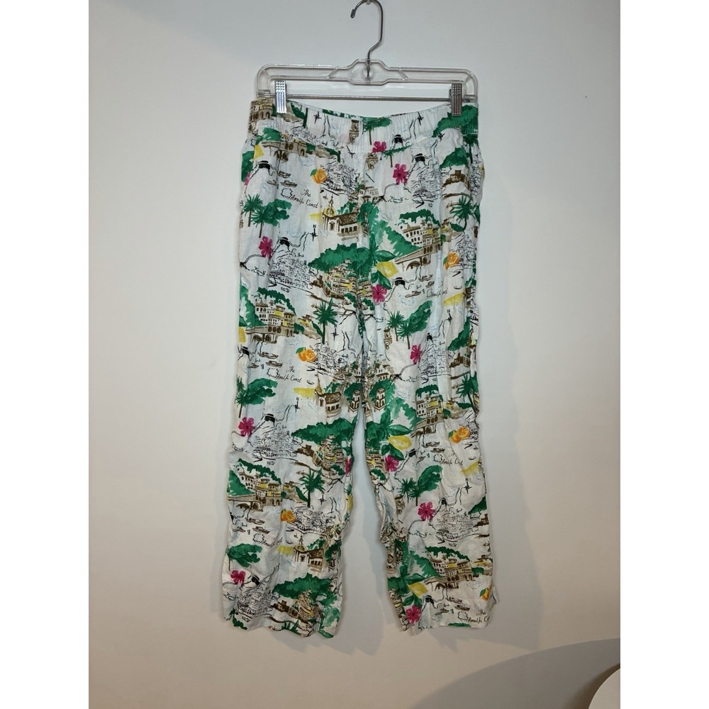 Coastal Linen Wide Leg Capri Pants Cynthia Rowley Amalfi Coast L Euro Summer